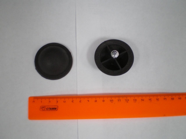 Пукля большая чёрная ( 2 детали , пластик без самореза , диаметр 50 мм , высота 20 мм )